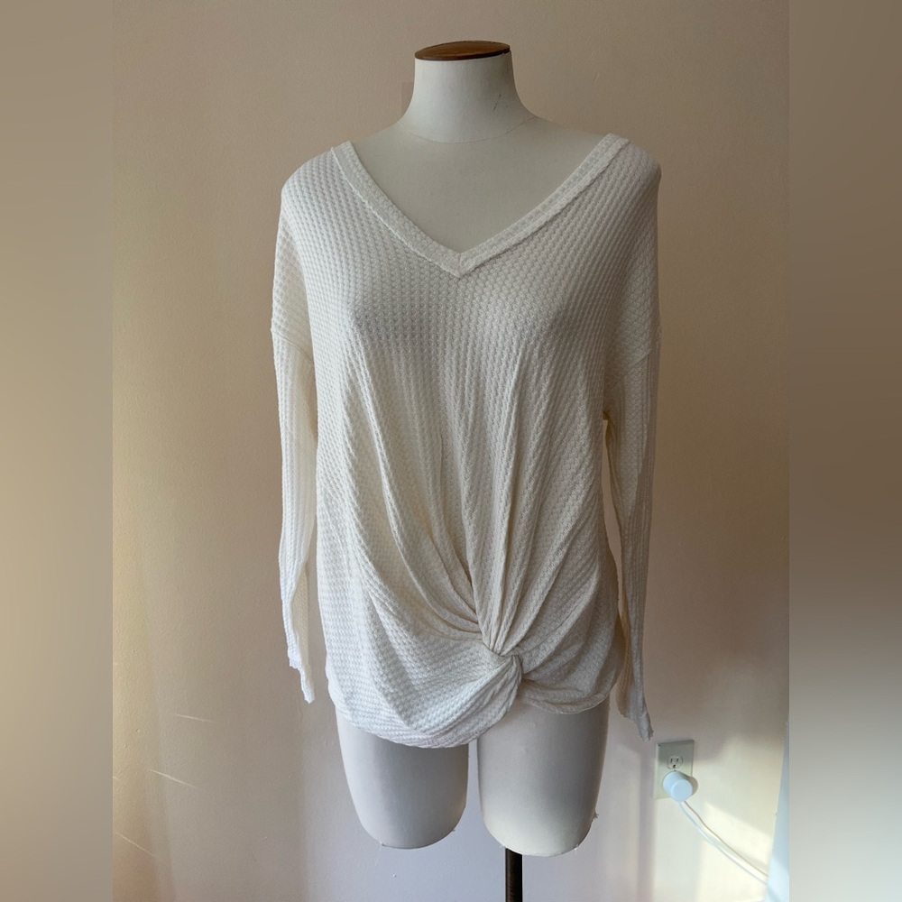 Anthropologie waffle knit top M